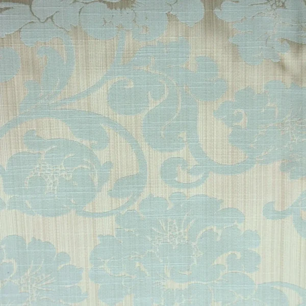 Roma Fabric - Duckegg by blue botanical cotton fabric from Beaumont Textiles