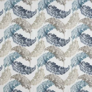 blue botanical embroideried fabric from Beaumont Textiles
