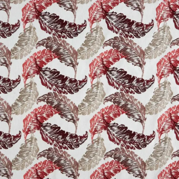 Snug Fabric - Rouge by red botanical embroideried fabric from Beaumont Textiles