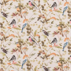 orange botanical cotton fabric from Beaumont Textiles