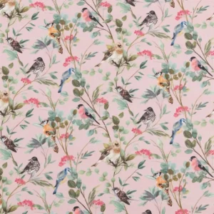 pink botanical cotton fabric from Beaumont Textiles