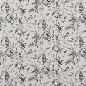 black-grey botanical cotton fabric from Beaumont Textiles