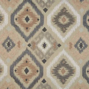 brown geometric embroideried fabric from Beaumont Textiles