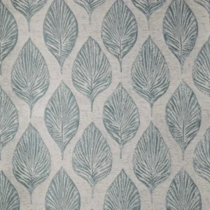 blue botanical jacquard fabric from Beaumont Textiles