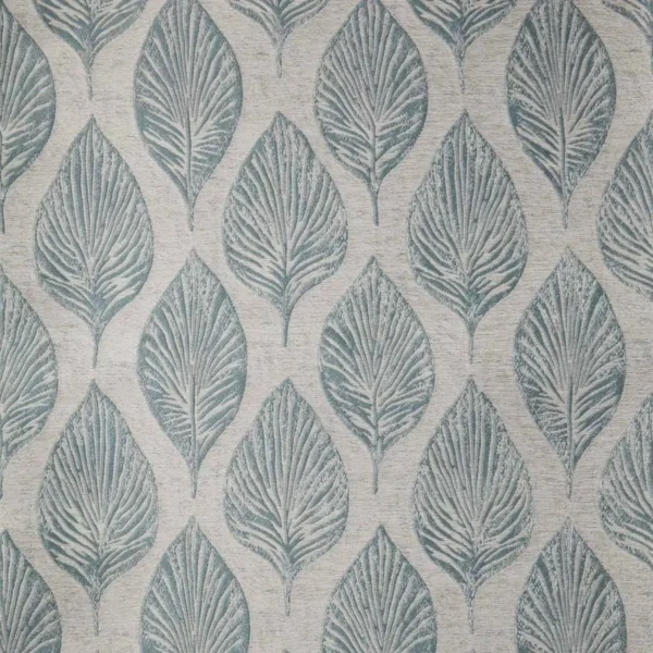 Spellbound Fabric - Teal Blue by blue botanical jacquard fabric from Beaumont Textiles