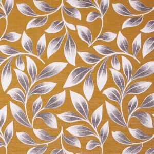 yellow botanical jacquard fabric from Beaumont Textiles