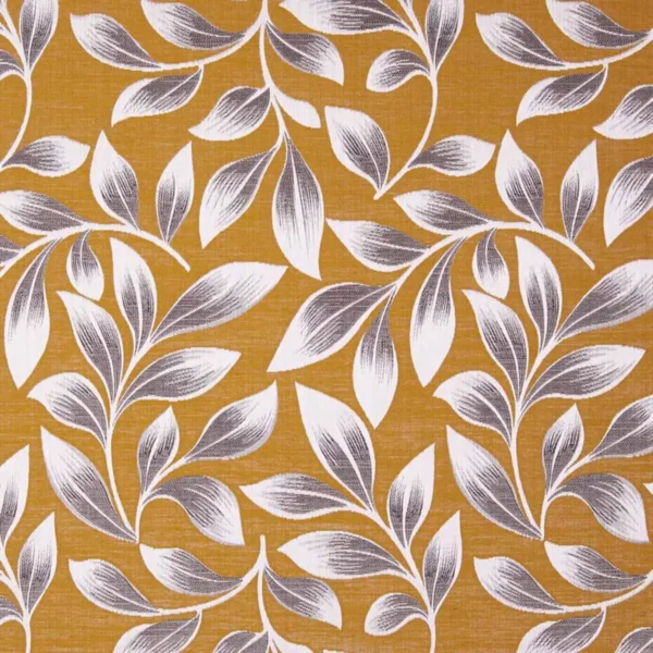 Tinker Fabric - Mustard by yellow botanical jacquard fabric from Beaumont Textiles