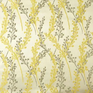 yellow botanical jacquard fabric from Beaumont Textiles