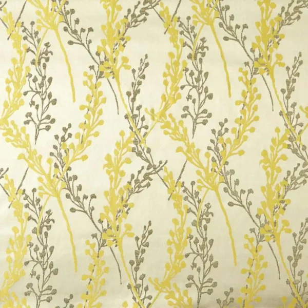 Twiggie Fabric - Lemon by yellow botanical jacquard fabric from Beaumont Textiles