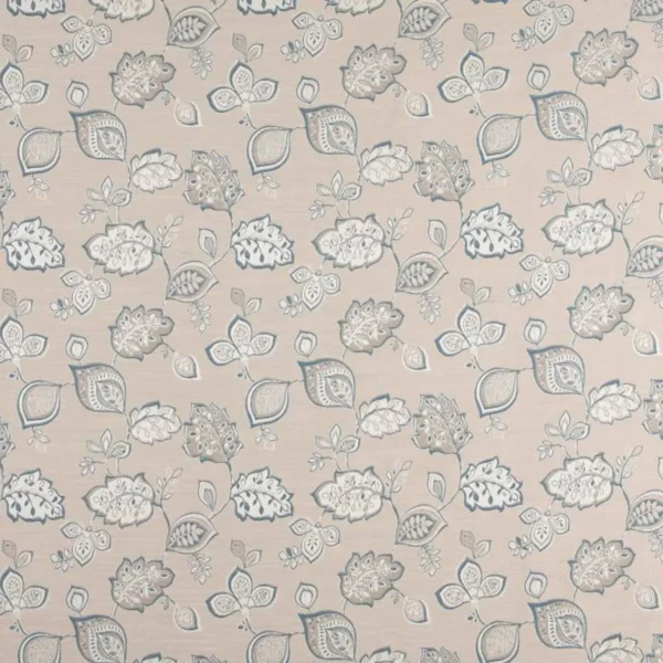 Verity Fabric - Duckegg by blue botanical printed fabric from Beaumont Textiles