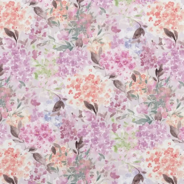 pink botanical cotton fabric from Beaumont Textiles