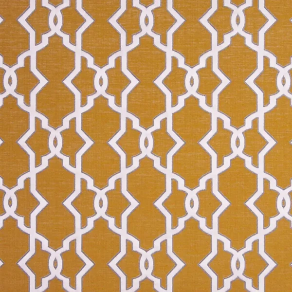 Wayfarer Fabric - Mustard by yellow geometric jacquard fabric from Beaumont Textiles