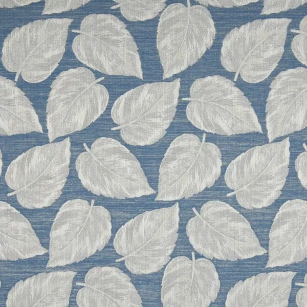 Wickham Fabric - Denim by blue botanical jacquard fabric from Beaumont Textiles
