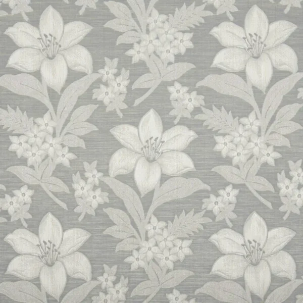 Willoughby Fabric - Ash by black-grey botanical jacquard fabric from Beaumont Textiles