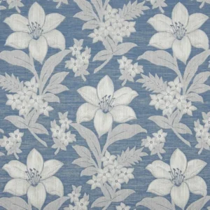 blue botanical jacquard fabric from Beaumont Textiles