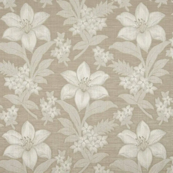 Willoughby Fabric - Sandstone by brown botanical jacquard fabric from Beaumont Textiles