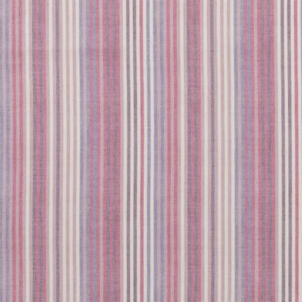 Zinnia Fabric - Berry by pink striped cotton fabric from Beaumont Textiles