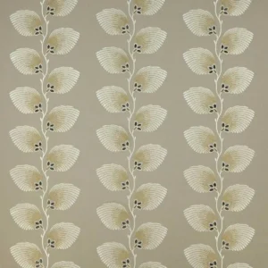 black-grey botanical embroideried fabric from Jane Churchill