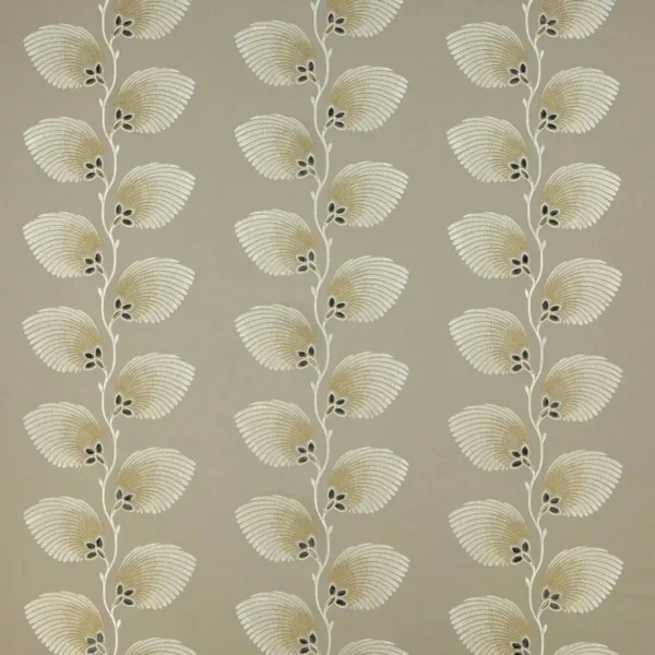 black-grey botanical embroideried fabric from Jane Churchill