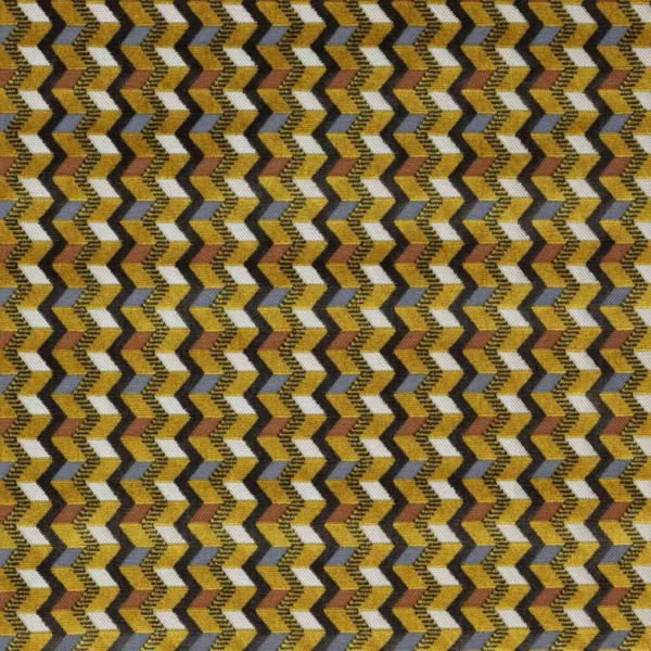 Peli Fabric - Yellow / Grey by brown geometric velvet-chenille fabric from Jane Churchill