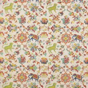 multicolour botanical embroideried fabric from Jane Churchill