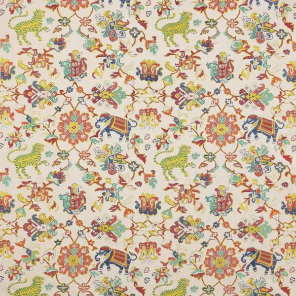 Animal Tapestry Fabric - Multi by multicolour botanical embroideried fabric from Jane Churchill