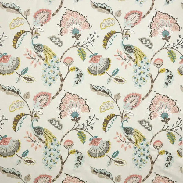 multicolour botanical embroideried fabric from Jane Churchill