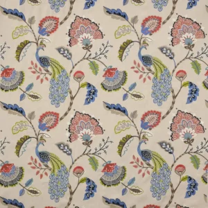 multicolour botanical embroideried fabric from Jane Churchill