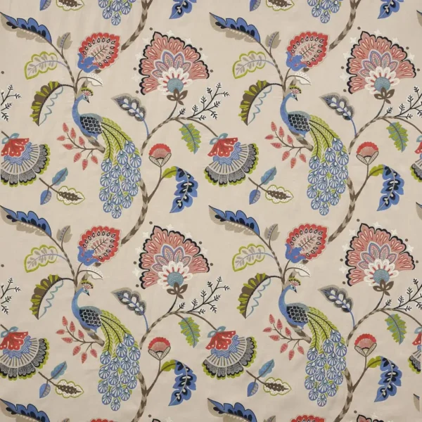 multicolour botanical embroideried fabric from Jane Churchill