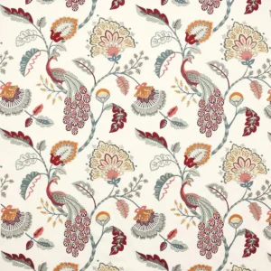 multicolour botanical embroideried fabric from Jane Churchill