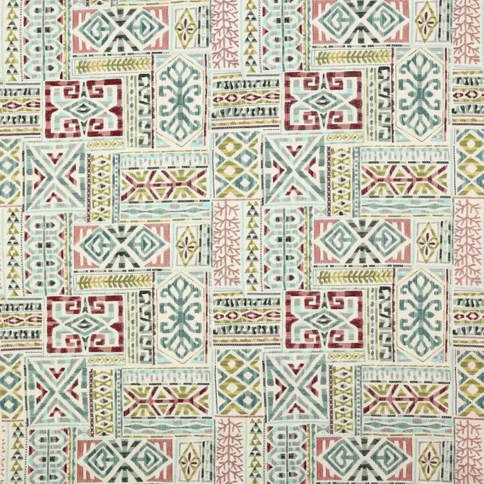 Azara Fabric - Red / Aqua swatch