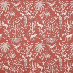 red botanical embroideried fabric from Jane Churchill