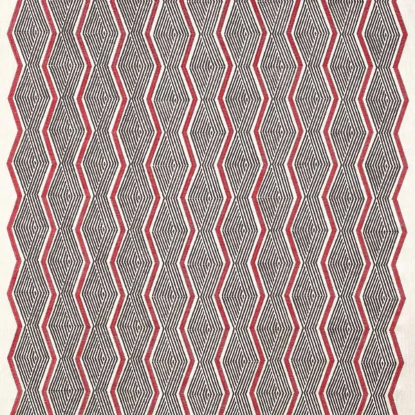 Zhiri Fabric - Red / Neutral by brown geometric embroideried fabric from Jane Churchill
