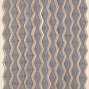 blue geometric embroideried fabric from Jane Churchill