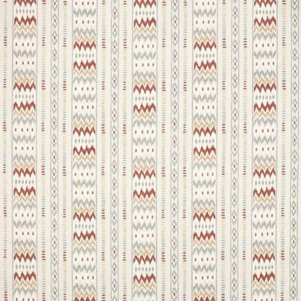 Makai Fabric - Red / Grey by black-grey striped cotton fabric from Jane Churchill