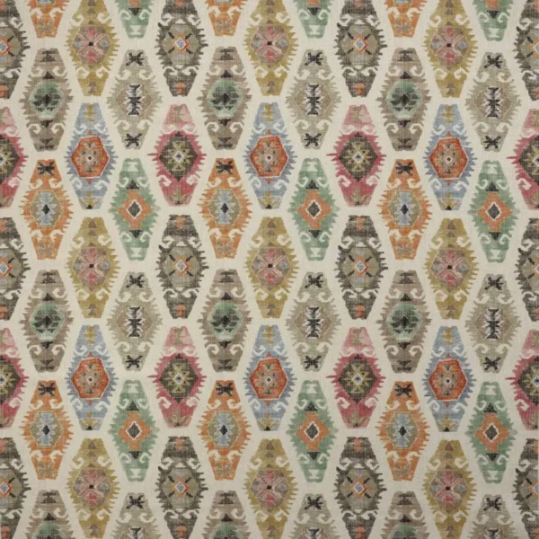 Sumba Fabric - Multi by multicolour geometric linen fabric from Jane Churchill