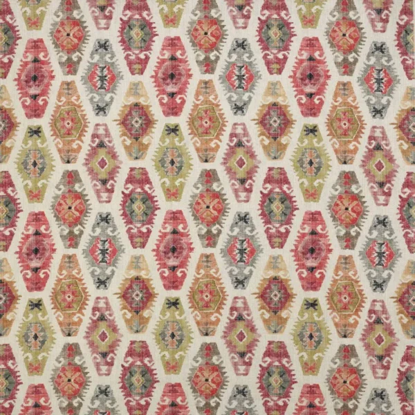Sumba Fabric - Red / Orange by multicolour geometric linen fabric from Jane Churchill