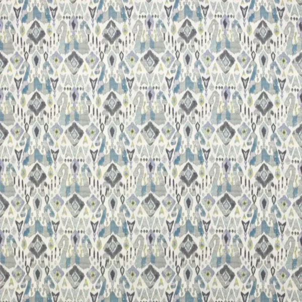 Jaru Fabric - Blue / Aqua by blue geometric linen fabric from Jane Churchill