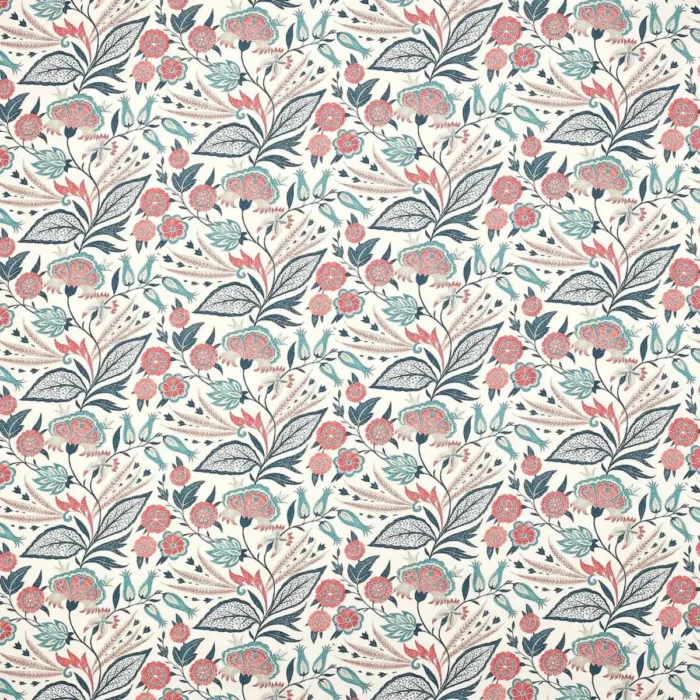 Amber Fabric - Teal / Coral swatch