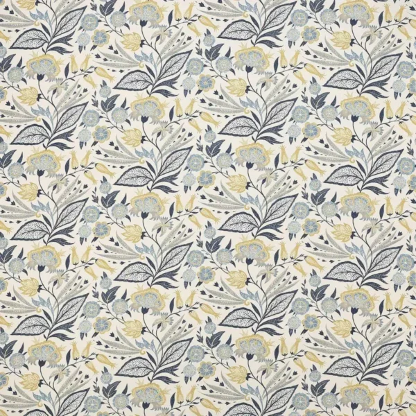 blue botanical linen fabric from Jane Churchill