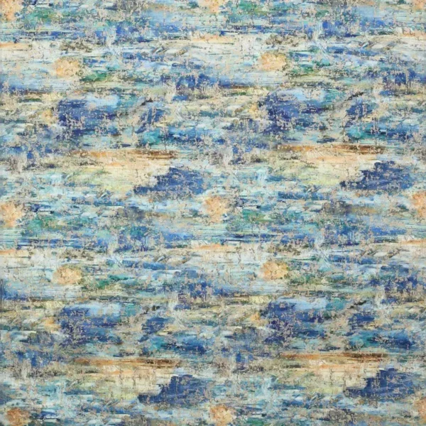 Skylon Fabric - Blue / Copper by blue misc velvet-chenille fabric from Jane Churchill