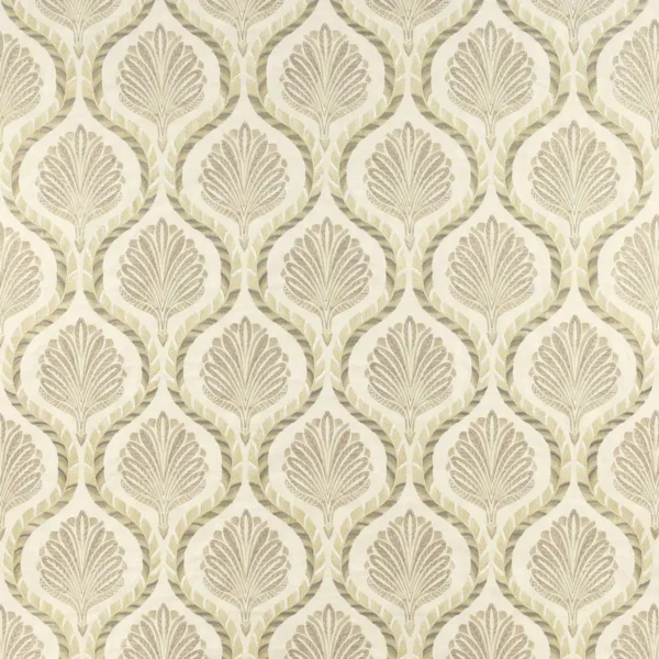 Valentina Fabric - Pale Gold by black-grey botanical embroideried fabric from Jane Churchill