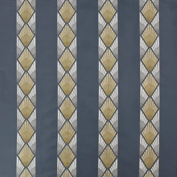 Astoria Fabric - Midnight by blue retro embroideried fabric from Jane Churchill