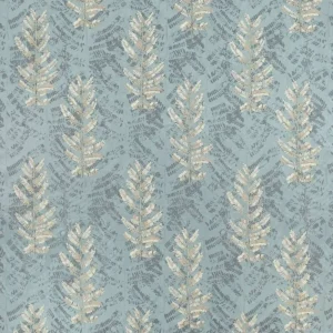 blue botanical embroideried fabric from Jane Churchill