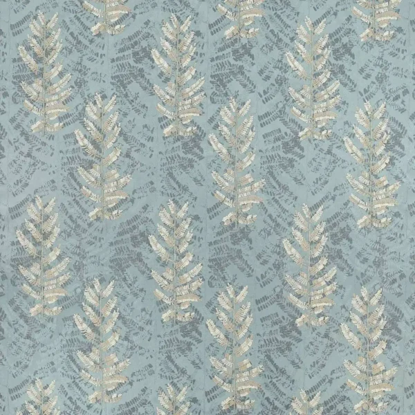 Pandora Fabric - Teal by blue botanical embroideried fabric from Jane Churchill