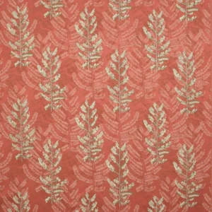 red botanical embroideried fabric from Jane Churchill