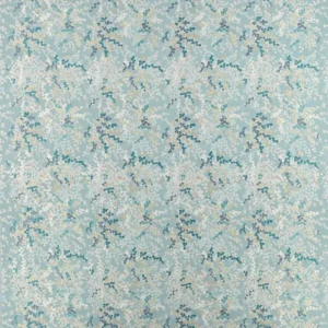 blue botanical embroideried fabric from Jane Churchill
