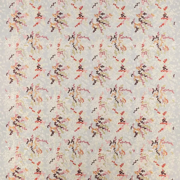 Cecily Fabric - Red / Ochre by multicolour botanical embroideried fabric from Jane Churchill