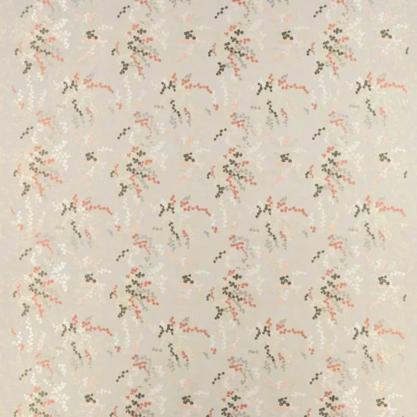 Cecily Fabric - Grey / Pink by multicolour botanical embroideried fabric from Jane Churchill