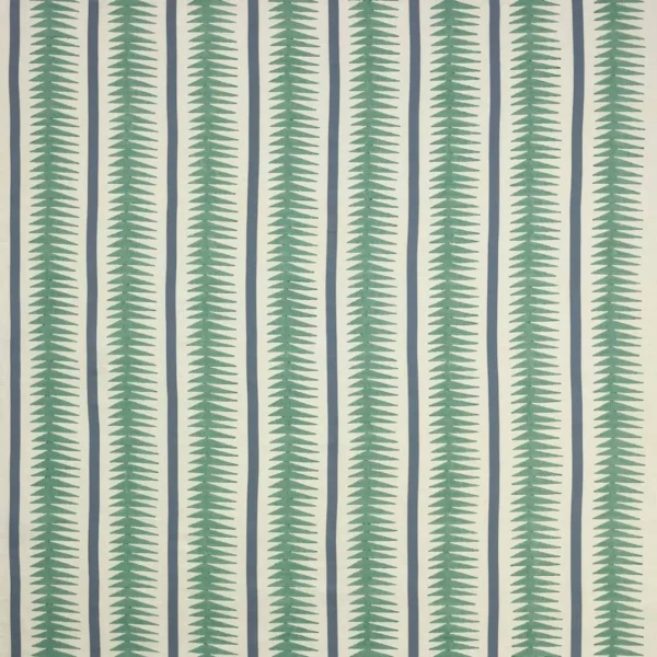 Rae Fabric - Teal by green striped linen fabric from Jane Churchill